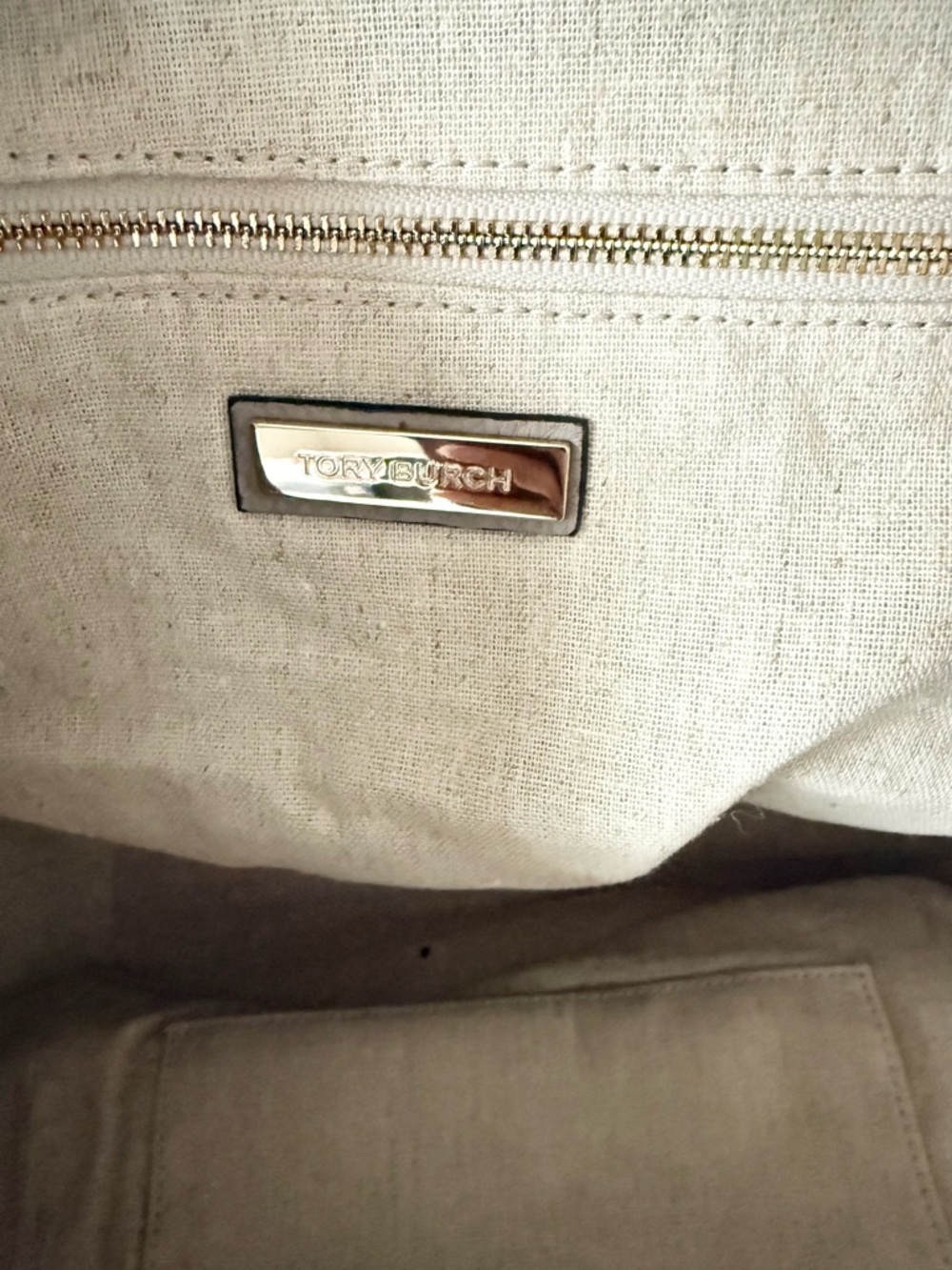Tory Burch Half-Moon Leather Satchel in Light Taupe GUC - Picture 7 of 8